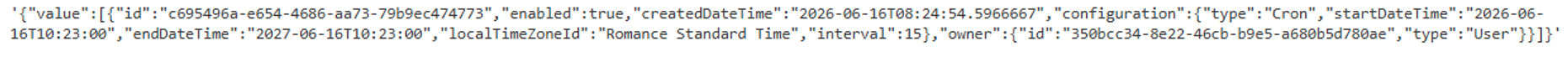 Configuration des paramètres dans un schedule Fabric